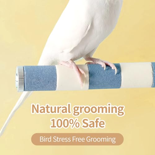 AOTU Natural Sandstone Parrot Perch Bird Toys – Durable Beak & Claw Trimming Grinding Stone for Birds, 7.9” x 1” – Safe, Non-Toxic, Long-Lasting Bird Cage Accessory (Pink and White, 7.9”) - color: Pink and White