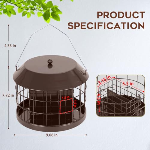 Gbekery Caged Suet Bird Feeder for Outdoors Hanging, Squirrel Proof Double Suet Feeder for Small Birds, Metal Cage with Detachable Hook, Large Space, Outdoors Weatherproof, Brown - style: Brown Suet Cage