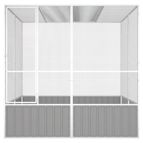 vidaXL Bird Cage Gray 84.1"x85.6"x83.3" Galvanized Steel | Made to withstand the weather, Protects from rain, snow, and UV rays, Keeps your pets securely inside