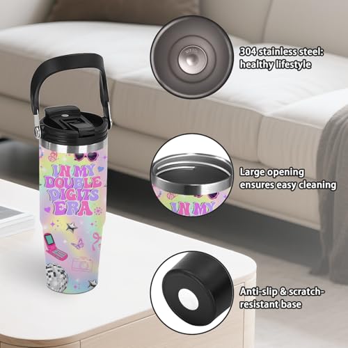 10 Year Old Girl Birthday Gifts - 30oz In My Double Digits Era Tumbler with Handle, 10th Birthday Gifts for Girls, Double Digits Themed Drinkware, Birthday Gift for Daughter, Niece, Best Friend - color: Digits Era1