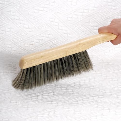 Rbenxia Wooden Handle Bench Brushes Soft Household Dust Cleaning Brushes | Soft Bristles,Fireplace,Sofa,Furniture,Workshop,Woodworking,Horse Hair Brushes,Bed,Cabinet,Car,Clothes,Coat,Counter,Desk - color: Gray+beige