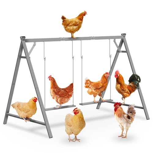 Chicken Perches with Swing, Chicken Roosting Bars for Coop Accessories | Activity Play Toys for Pet's Health & Happy, Sturdy Metal.