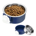 Crate Dog Bowl, Removable Stainless Steel Pet Cage Hanging Anti-Overturn Food Water Feeder Cage Cup (Round, Dark Blue, 13.2oz), Intended for Puppies/Cat/Rabbit/Bird - color: Dark Blue, size: 5.1"(13.2oz)