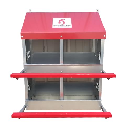 Duncan’s 4 Hole Chicken Nesting Box for Laying Hens, American Made Galvanized Steel Hen Nesting Boxes, Easy Assembly Poultry Nest Box for Chicken Coop, Heavy Duty Metal Design