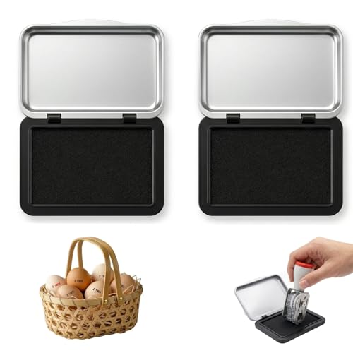 2PCS Ink Pads for Farm Fresh Eggs Date Marking & Food Labeling (Black) | 2.95 x 2.16in Premium Fade-Resistant Quick-Drying Ink Pads - size: 2PCS