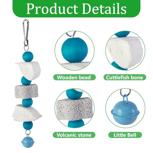 4 Pack Parrot Chewing Toy, Bird Beak Grinding Stone with Bell, Parrot Beak Trimmer Calcium Stone,Bird Cage Accessories for Cockatiels Parakeets Parrot Budgies Rat Hamster Chinchilla Rabbit Bunny