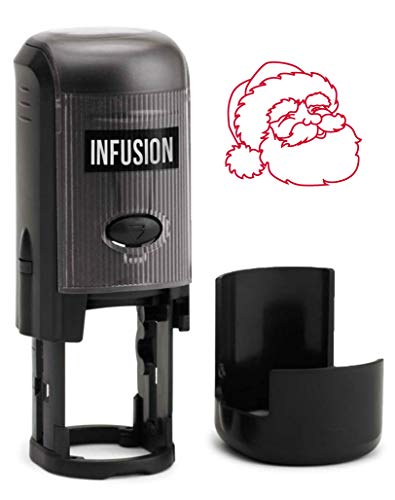 Infusion Round Teacher Stamp, Holiday, 3/4'' Self-Inking Rubber Stamp - Santa - Red Ink - color: Santa