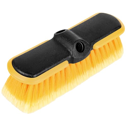 Car Wash Brush, 10'' Soft Bristle Scrub Rv Brush Head for Washing Exterior | Outdoor Broom and Truck Brush for Cleaning Window, Wall, House Floor, Deck, Patio, Boat, Vehicles
