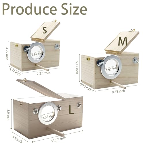Parakeet Nesting Box Transparent Bird Nest Breeding Box with Perch | 11.57 X 5.9 X 5.9 inch Parrot Mating Box Wood Bird House Aviary for cage - size: 11.57 X 5.9 X 5.9 INCH