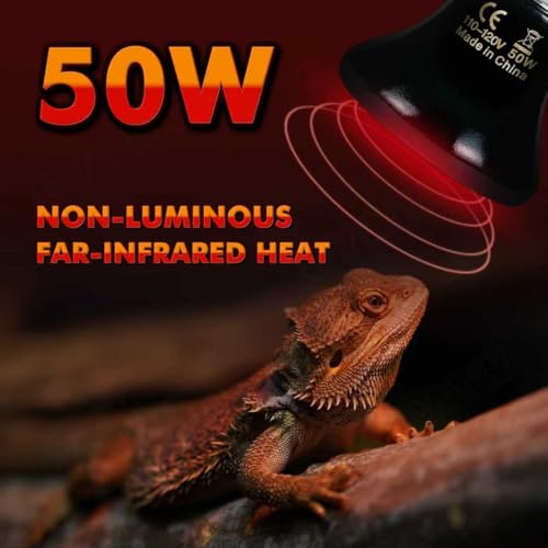 50W Non-Light Ceramic Heat Emitter (2-Pack 0.2inch-60mm) Reptile Heat Lamp for Terrariums, Brooders & Incubators. E26 for Turtle Lizard Bearded Dragon Snake Small Pets - color: 50 Watt, size: 60 mm