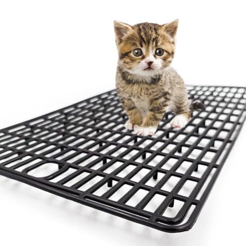 Plastic Mesh Tray for Dogs & Cats (2 Pack) – Anti-Leak Crate Floor Grid, Cage Liner for Travel Carriers, Breathable Hygienic Base, Cut-to-Size PP Plastic (Small Size 15.7x9.4 in) (2)