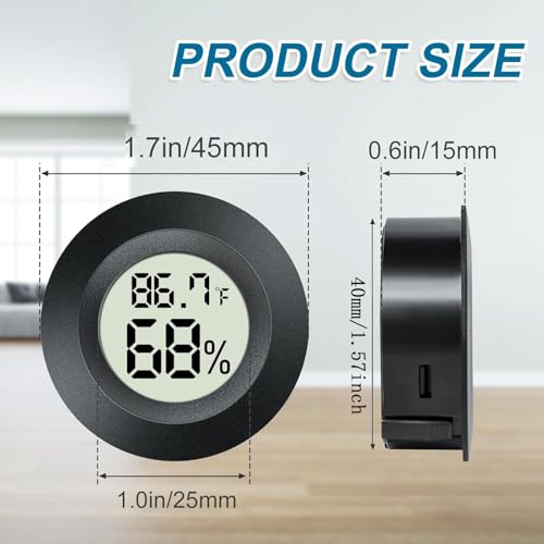 4 Pack Mini Digital Hygrometer Gauge Indoor Thermometer, LCD Monitor Temperature Outdoor Humidity Meter for Greenhouse Jars Incubators Guitar Case, Fahrenheit (℉) or Celsius(℃) - color: Black-4 pack