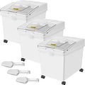 VEVOR Ingredient Bin, 10.5 Gallons Capacity Ingredient Storage Bin, PP Material Flour Bins On Wheels, White Shelf Ingredient Bin with Scoop and Sliding Lid, Commercial Storage Bins 3 Pcs/Set - size: 10.5 Gallon (3 Set)