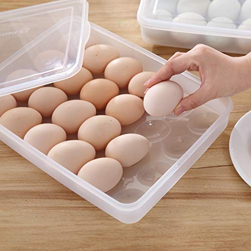 Sooyee 2 Pack Covered Egg Holders for Refrigerator,Clear 2X24 Deviled Egg Tray Storage Box Dispenser,Stackable Plastic Egg Cartons,Egg Holder Countertop(48 Eggs) - size: 2 Pack 24 Eggs