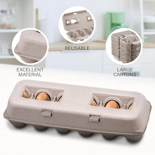 MT Products Blank Natural Pulp Egg Cartons Bulk - Made in USA - Holds Up to Twelve Eggs - Cardboard Material Perfect For Storing Extra Eggs (Pack of 5) - size: Standard