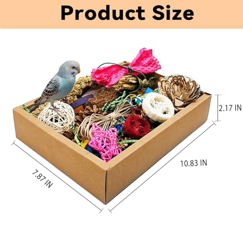 Bird Foraging Toys Parrot Chew Shredding Toys Parakeet Cage Accessories | Colorful,Box Packaging,Cockatiel Toys,for Parakeets Cockatiels Conures Lovebirds,Helps Reduce Stress & Cage Boredom - color: Colorful