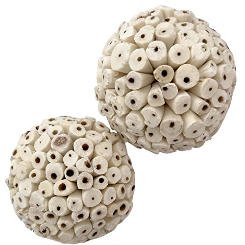 by M&M 5108 Mega 4 Inch Sola Ball Pk2 - Large Handmade Natural Sola Wood Bird Foot Toys, Shreddable Spheres, Great for Chewing Beaks and Grabbing Feet, Excellent for Med to Lg Birds - color: Mega Sola Balls, size: Pack 2