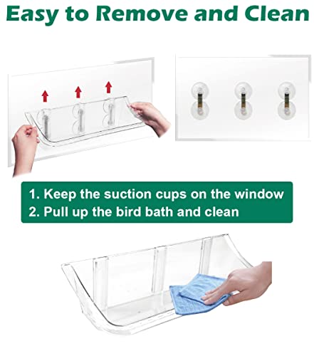 Clear Bird Bath Bird Feeder for Outside Window Glass, Transparent Birdbath with Strong Suction Cups for Viewing, Bird Watching Gifts for Elderly Parents, 1 Pack