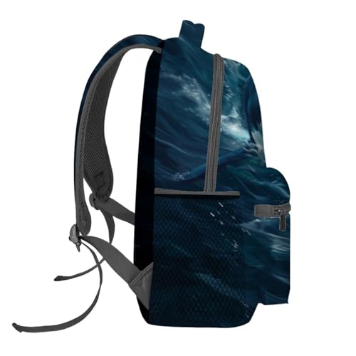 Fierce Shark Attack Backpack,Ocean Fish Polyester Backpacks,Lightweight Double Shoulder Back Pack for Kids Teens,Cool Predator Bookbag,School Bag Gifts,Casual Travel Daypack Book Packs - color: Shark 02