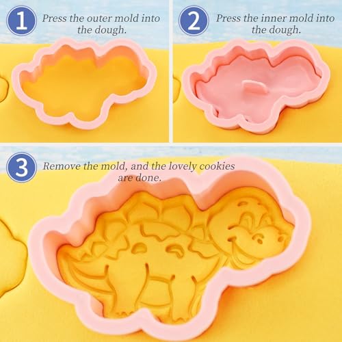8Pcs Dinosaur Cookie Cutter T-Rex Triceratops Biscuit Molds for Kids Baking | Pterosaur & Brachiosaurus Cookie Molds, Ideal for Kids Birthday, Dino Party & Handmade Craft Making - color: Dinosaur B