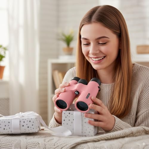 Barska Crush 10x42 Binoculars – Lightweight, Compact & Shockproof Design in Bright Colors for Hiking, Travel, Concerts, Sports, Great Gift Idea – Case & Strap Included - color: Blush Pink