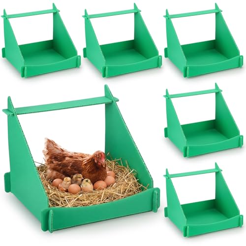 Novabright 6 Pack Chicken Nesting Boxes for Laying Eggs Big Laying Nest Box for Hens Ducks and Poultry, Green
