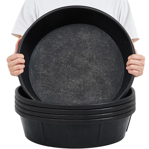 Sadnyy 3 Pcs 12 Quart/ 3 Gallon Rubber Feeder Pan, Rubber Feed Pan Utility Horse Feed Bucket Dog Bowl Horse Feeder for Cats Dogs Goats Chicken Dust Bath Container Animal Feeding, 17.5 x 5.3 inches - size: 12 Quart/ 3 Gallon