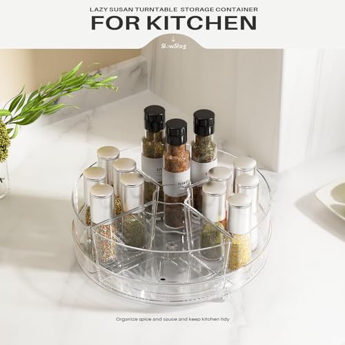 2 Pack Lazy Susan Organizer, 9 inch Rotating Storage Organizer with Bins | Degree Rotating Clear Turntable with 4 Removable Bins, Lazy Susan Turntable Organizer for Fridge, Kitchen, Vanity, Cabinet - size: 2 Pack - 4 Bins 9in