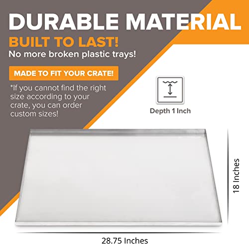 Metal Dog Crate & Kennel Replacement Tray/Pan, Galvanized, 28.8x18.0 in | Chew-proof, crack-proof, rust-resistant. Fits Most Standard 30 in Crates. - size: 28.8"L x 18.0"W x 1.0"H