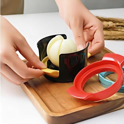 4-in-1 Stainless Steel Egg Slicer for Hard Boiled Eggs, Fruits & More – Effortless Egg Cutter for Salads, Sandwiches, Charcuterie Boards – (Perfect for Strawberries, Bananas, Grapes)