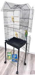63" Roof Top Bird Flight Parrot Pet House Home Cage with Removable Rolling Stand for Cockatiel Sun Conure Parakeet Finch Budgie Lovebird Canary