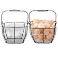 2 PCS 7" Black Wire Egg Baskets With Handle Kitchen Countertop Egg Holder | Small Metal Collecting Basket for Gathering Fresh Eggs, Chicken and Duck Eggs Hunting Basket & Counter Storage Basket - color: Black