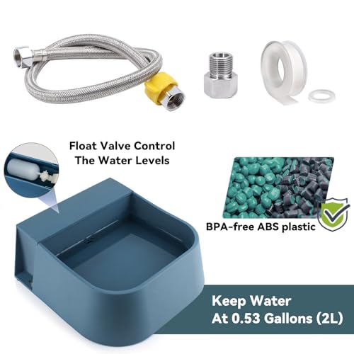 NAMSAN Outdoor Automatic Dog Water Dispenser, Large Water Bowl for All Kinds of Animals, Auto Refill Waterer for Pet Livestock, Water Trough Include 59" Anti-Bite Metal Water Pipe, Fit GHT Faucet