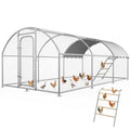 10 x 19.7 x 6.4 FT Metal Chicken Coop, Chicken Run with Cover | Walk-in Metal Chicken Coop, Side Hardware Cloth, Waterproof Cover, Roosting Perch, reinforced frame, Backyard & Farm Use - size: 236.4"L x 116.0"W x 77.3"H