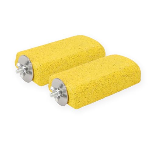 Hypeety 2PCS Bird Calcium Teeth Mouth Molar Grinding Stone Hamster Grinding Stone Chew Toy Perch Stand for Parrot Budgies Chinchilla Squirrel Hamster Cage Stand Platform Yellow | Natural calcium stone, provides calcium and beak care, durable chew-proof, f
