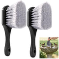 2 Pcs Brush for Bird Baths, Hard Bristle Brush Gray Stiff Bristle Cleaning Brush Bird Bath Cleaner with Hook Plastic Handle for Bird Feeder Bath Feeders