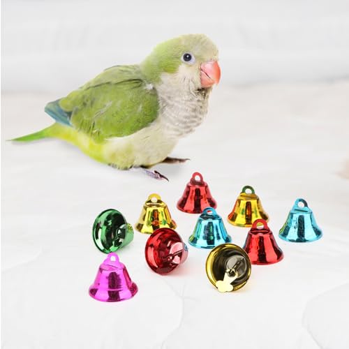 Hypeety Colorful Bird Bell Toys Parakeet Cage Hanging Chew Bells for Parrot | Bright colorful bells, chewable, safe materials, fits most cages, DIY Bells, reduces boredom, for small parakeets, 10 bells - color: 10pcs Bells