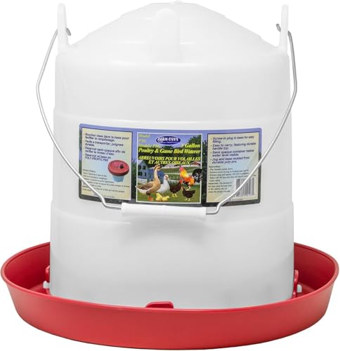 FARM-TUFF Plastic Easy Fill Poultry Waterer, 3 Gallon Capacity – Chicken and Game Bird Water Dispenser – Gravity-Fed Plastic Water Fountain for Hens, Ducks, Turkeys, and Backyard Flocks