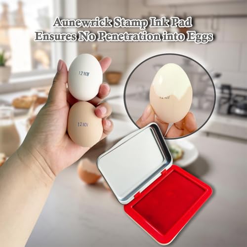 Ink Stamp Pad for Egg Date Marking, Black Red and Blue Colors Available, Metal Case (RED) - color: Red