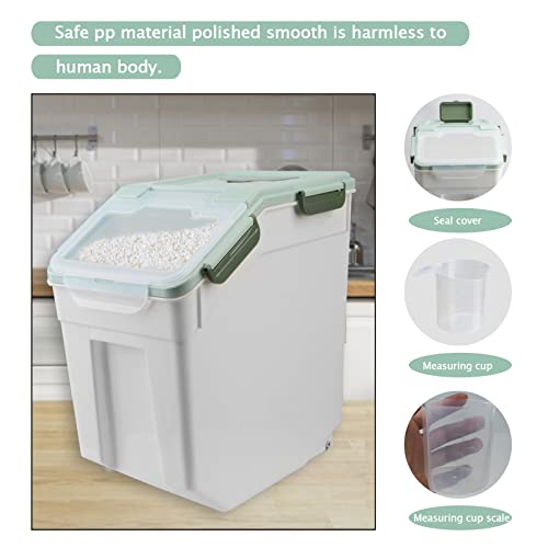 Large Flour Storage Container Bin 25lb, 2Pack Airtight Rice Storage Containers with Wheels Seal Locking Lid, BPA Free with Measuring Cup&Scoop for Flour, Rice, Grain(Green) - color: Green 2Pack 25Lb