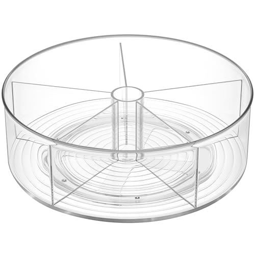 Divided Lazy Susan Turntable Organizer, 11.5" Clear Round Lazy Susan | Rotating Turntable Organizer, Plastic Lazy Susan Turntable, Rotating Storage Container Tray for Pantry, Fridge and Kitchen - size: 1 Pack - 11.5in 5 Section