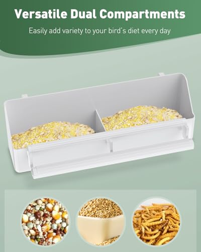Pawfly 1 Pack Bird Feeder for Cage Hanging Plastic Feeder with Hooks Bird Water Dispenser with Perches Water Feeders for Cage Parrot Food Bowl for Parakeet Cockatiel Canary - size: 1 PC