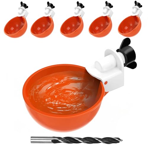 Chicken Automatic Waterer Cups, 6pcs Large Water Feeder for Poultry Caring | Self Watering Device for Chicken, DIY Poultry Waterer Kit for Duck, Chick, Goose, Turkey, Bunny, Bird, Poultry Drinking Valve