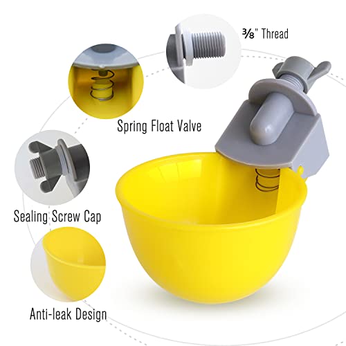 (6 Cups) Chicken Water Cups Feeder, Automatic Chicken Waterer, Anti-Leak System, Holds 50% More Water, Suitable for Chicks, Chicken, Duck, Quail, Turkey