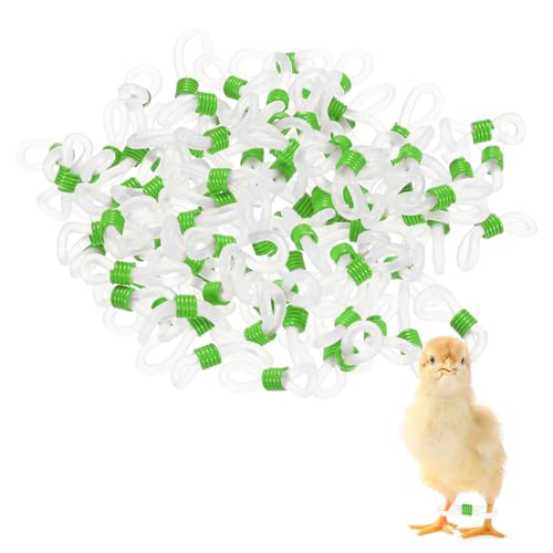 M METERXITY 100-Pack Adjustable Chick Leg Bands, 0.79" x 0.2" Silicone Chicken Leg Brace for Chicks/Ducks/Birds [Green] Poultry Leg Bands - color: Green