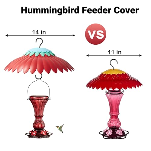 Beserie Bird Feeder Weather Guard Dome Cover Red Rain Shade for Hummingbird Feeders Built-in Moat Proof, Easy to Install 11inch - color: Red01 11in