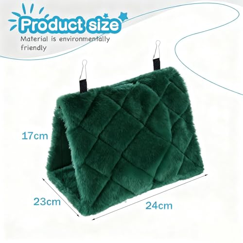 Bird Nest Snuggle Hut Soft Plush Hammock Hanging Cage Tent for Birds Parrot Winter Warm Bed Pet Toy for Hamster Parrot Macaw Budgies Eclectus Parakeet Cockatiels Cockatoo Lovebird (Green) - color: Green
