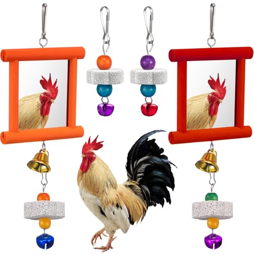 Sumind 2 Pieces Chicken Mirror Toys, Red, Orange, 3.94 x 3.94 Inches | Clip on Wide Brim Golf Visors, Adjustable Elastic Headband Sun Hat, Lightweight Sport Cap for Summer Outdoor Activities Women - color: Red,Orange, size: 3.94 x 3.94 Inches