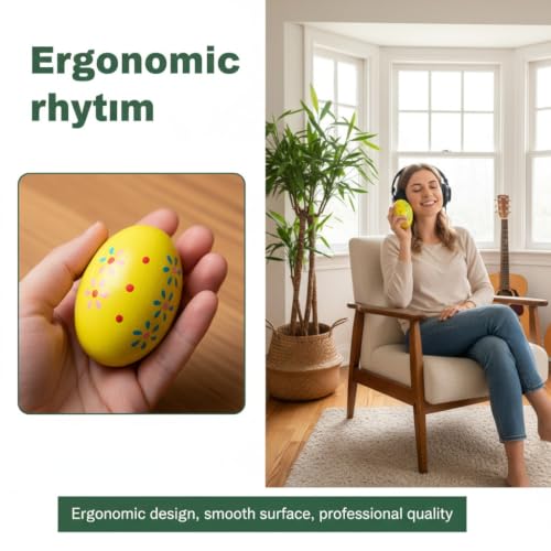 Musfunny Egg Shakers Percussion Instruments: 6Pcs Wooden Maracas | Hand Percussion Egg Shaker, Loud Resonant Sound Musical Instrument for Music Education Parties Classroom Rhythm - color: Colorful
