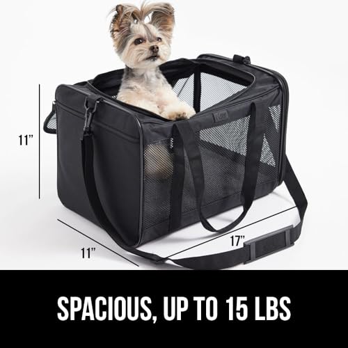 GORILLA GRIP Cat Carrier Travel Bag Up to 15 Lbs, Soft Collapsible Small Dog Carriers, Top and Side Entry Breathable Mesh, Grip Feet on Underside, Cozy Washable Waterproof Pad, Portable Kennel, Black - color: Black